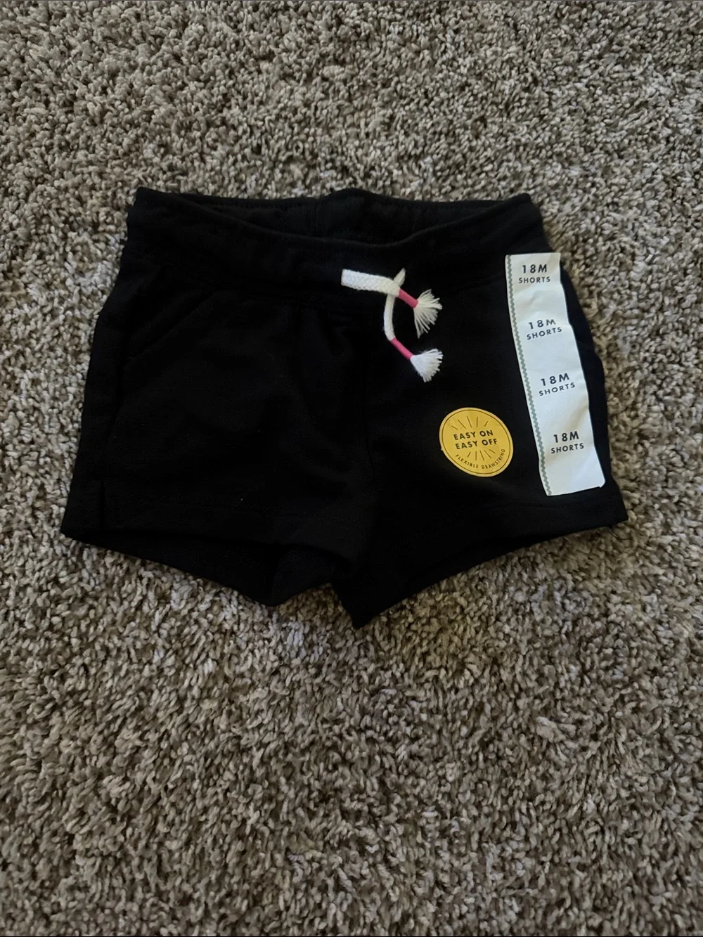 Black Drawstring Jersey Shorts - Picture 1 of 2